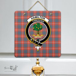 Scottish Hamilton Ancient Clan Tartan Door Sign - Crest Classic Scottish Plaid Tartan Plaid