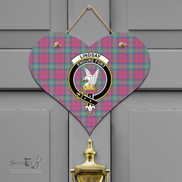 Scottish Lindsay Ancient Clan Tartan Door Sign - Crest Classic Scottish Plaid Tartan Plaid