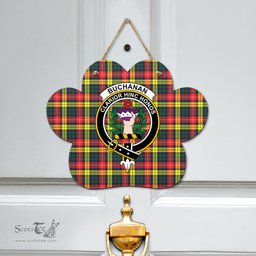 Scottish Buchanan Modern Clan Tartan Door Sign - Crest Classic Scottish Plaid Tartan Plaid
