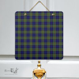 Scottish Colquhoun Modern Clan Tartan Door Sign - Classic Scottish Plaid Tartan Plaid