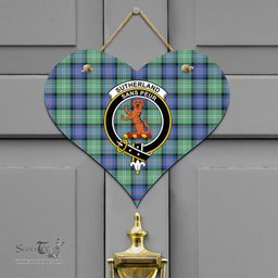 Scottish Sutherland Old Ancient Clan Tartan Door Sign - Crest Classic Scottish Plaid Tartan Plaid