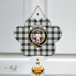 Scottish MacFarlane Black White Ancient Clan Tartan Door Sign - Crest Classic Scottish Plaid Tartan Plaid