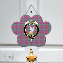 Scottish Lindsay Ancient Clan Tartan Door Sign - Crest Classic Scottish Plaid Tartan Plaid