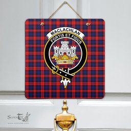 Scottish MacLachlan Modern Clan Tartan Door Sign - Crest Classic Scottish Plaid Tartan Plaid
