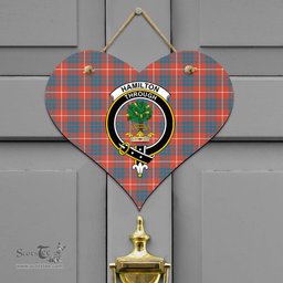 Scottish Hamilton Ancient Clan Tartan Door Sign - Crest Classic Scottish Plaid Tartan Plaid
