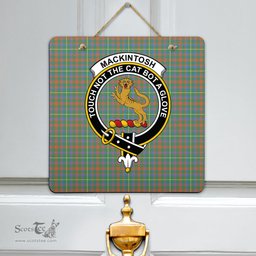 Scottish MacKintosh Hunting Ancient Clan Tartan Door Sign - Crest Classic Scottish Plaid Tartan Plaid