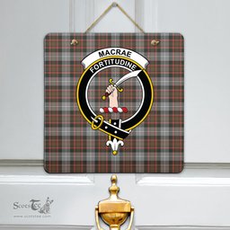 Scottish MacRae Hunting Weathered Clan Tartan Door Sign - Crest Classic Scottish Plaid Tartan Plaid