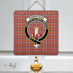 Scottish Robertson Weathered Clan Tartan Door Sign - Crest Classic Scottish Plaid Tartan Plaid