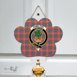 Scottish Hamilton Ancient Clan Tartan Door Sign - Crest Classic Scottish Plaid Tartan Plaid