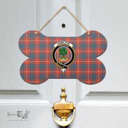 Scottish Hamilton Ancient Clan Tartan Door Sign - Crest Classic Scottish Plaid Tartan Plaid