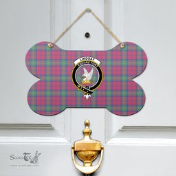 Scottish Lindsay Ancient Clan Tartan Door Sign - Crest Classic Scottish Plaid Tartan Plaid