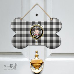 Scottish MacFarlane Black White Ancient Clan Tartan Door Sign - Crest Classic Scottish Plaid Tartan Plaid