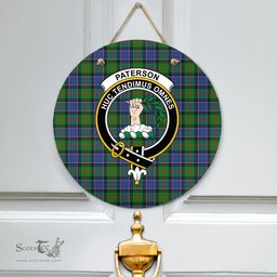 Scottish Paterson Clan Tartan Door Sign - Crest Classic Scottish Plaid Tartan Plaid