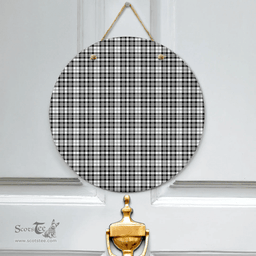 Scottish Scott Black White Modern Clan Tartan Door Sign - Classic Scottish Plaid Tartan Plaid