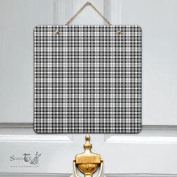 Scottish Scott Black White Modern Clan Tartan Door Sign - Classic Scottish Plaid Tartan Plaid