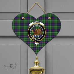 Scottish Leslie Hunting Clan Tartan Door Sign - Crest Classic Scottish Plaid Tartan Plaid