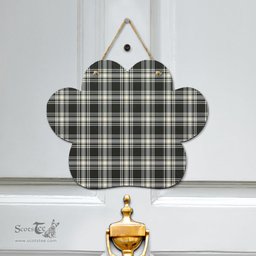 Scottish Menzies Black White Ancient Clan Tartan Door Sign - Classic Scottish Plaid Tartan Plaid