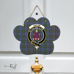Scottish Ogilvie Hunting Modern Clan Tartan Door Sign - Crest Classic Scottish Plaid Tartan Plaid