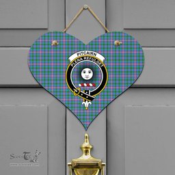 Scottish Pitcairn Hunting Clan Tartan Door Sign - Crest Classic Scottish Plaid Tartan Plaid