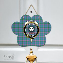 Scottish Pitcairn Hunting Clan Tartan Door Sign - Crest Classic Scottish Plaid Tartan Plaid
