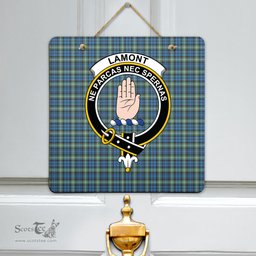 Scottish Lamont Ancient Clan Tartan Door Sign - Crest Classic Scottish Plaid Tartan Plaid