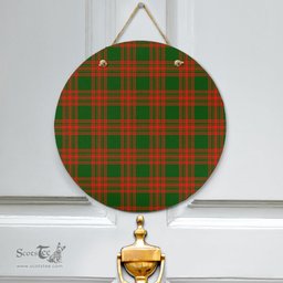Scottish Menzies Green Modern Clan Tartan Door Sign - Classic Scottish Plaid Tartan Plaid