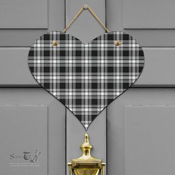 Scottish Menzies Black White Modern Clan Tartan Door Sign - Classic Scottish Plaid Tartan Plaid
