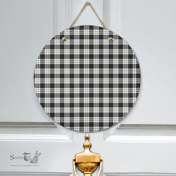 Scottish MacFarlane Black White Ancient Clan Tartan Door Sign - Classic Scottish Plaid Tartan Plaid