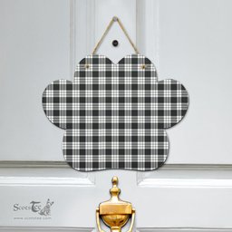 Scottish MacFarlane Black White Ancient Clan Tartan Door Sign - Classic Scottish Plaid Tartan Plaid