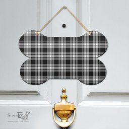 Scottish Menzies Black White Modern Clan Tartan Door Sign - Classic Scottish Plaid Tartan Plaid