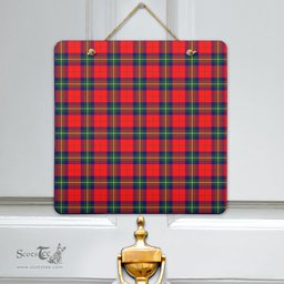 Scottish Ruthven Modern Clan Tartan Door Sign - Classic Scottish Plaid Tartan Plaid