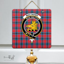 Scottish MacTavish Modern Clan Tartan Door Sign - Crest Classic Scottish Plaid Tartan Plaid