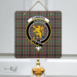 Scottish Cumming Hunting Ancient Clan Tartan Door Sign - Crest Classic Scottish Plaid Tartan Plaid