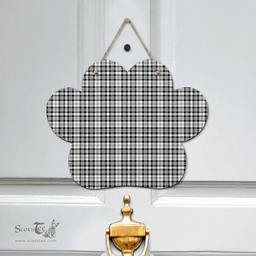 Scottish Scott Black White Modern Clan Tartan Door Sign - Classic Scottish Plaid Tartan Plaid