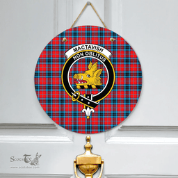 Scottish MacTavish Modern Clan Tartan Door Sign - Crest Classic Scottish Plaid Tartan Plaid