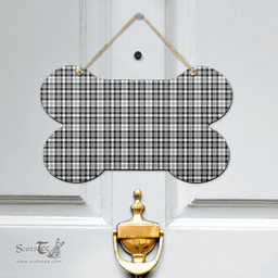 Scottish Scott Black White Modern Clan Tartan Door Sign - Classic Scottish Plaid Tartan Plaid