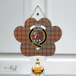 Scottish Innes Ancient Clan Tartan Door Sign - Crest Classic Scottish Plaid Tartan Plaid