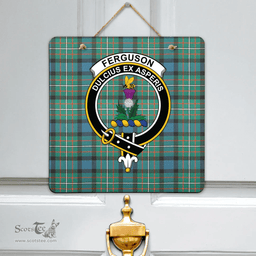 Scottish FERGUSON ANCIENT Clan Tartan Door Sign - Crest Classic Scottish Plaid Tartan Plaid