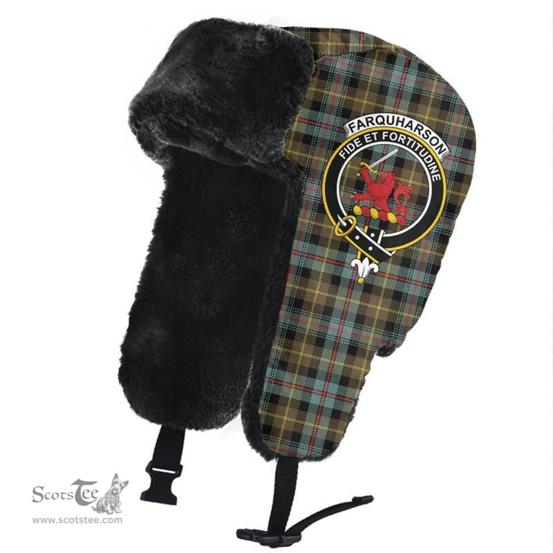 Scottish Farquharson Weathered Clans Tartan Trapper Hat - Crest Classic Scottish Plaid Tartan Plaid
