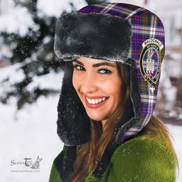 Scottish MacDonald Dress Modern Clans Tartan Trapper Hat - Crest Classic Scottish Plaid Tartan Plaid