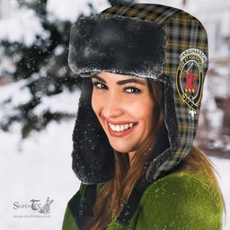 Scottish Farquharson Weathered Clans Tartan Trapper Hat - Crest Classic Scottish Plaid Tartan Plaid