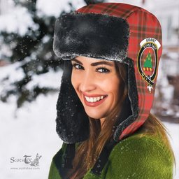Scottish Grant Weathered Clans Tartan Trapper Hat - Crest Classic Scottish Plaid Tartan Plaid