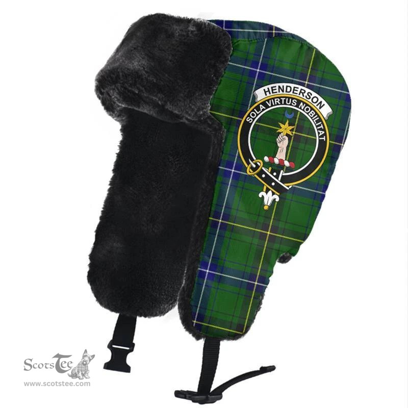 Scottish Henderson Modern Clans Tartan Trapper Hat - Crest Classic Scottish Plaid Tartan Plaid
