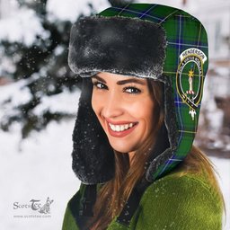 Scottish Henderson Modern Clans Tartan Trapper Hat - Crest Classic Scottish Plaid Tartan Plaid