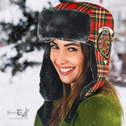Scottish MacGillivray Modern Clans Tartan Trapper Hat - Crest Classic Scottish Plaid Tartan Plaid