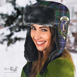 Scottish MacRae Hunting Modern Clans Tartan Trapper Hat - Crest Classic Scottish Plaid Tartan Plaid