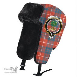 Scottish Hamilton Ancient Clans Tartan Trapper Hat - Crest Classic Scottish Plaid Tartan Plaid