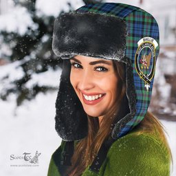 Scottish Baillie Ancient Clans Tartan Trapper Hat - Crest Classic Scottish Plaid Tartan Plaid