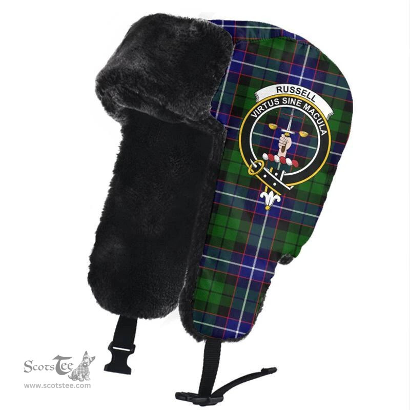 Scottish Russell Modern Clans Tartan Trapper Hat - Crest Classic Scottish Plaid Tartan Plaid