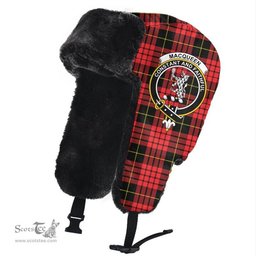 Scottish MacQueen Modern Clans Tartan Trapper Hat - Crest Classic Scottish Plaid Tartan Plaid